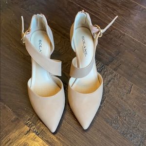 Women’s strappy nude heels